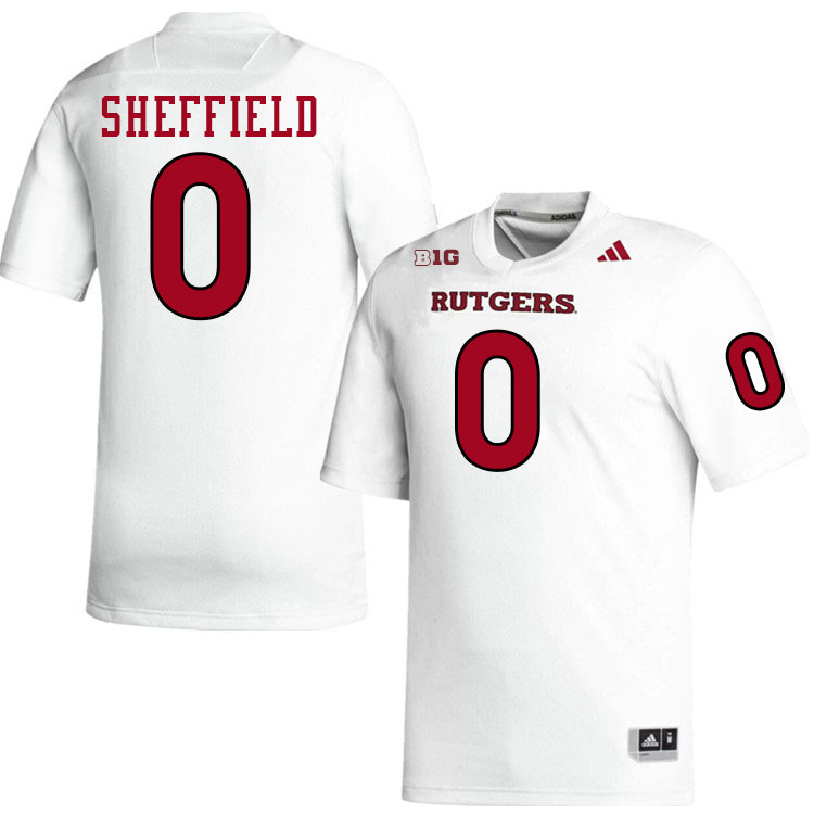 Rutgers Scarlet Knights #0 DT Sheffield College Football Jerseys Stitched-White